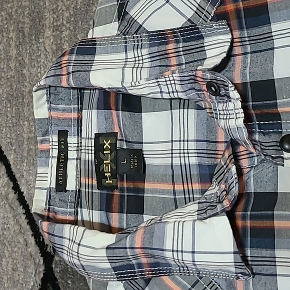 HELIX ATHLETIC FIT SNAP-BUTTON PLAID LONG-SLEEVE SHIRT - Picture 3 of 14